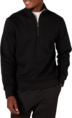 Amazon Essentials Men's Regular Fit Long-Sleeve Quarter-Zip Pullover Fleece Sweatshirt with Mock Neck, Midweight, Black, X-Small